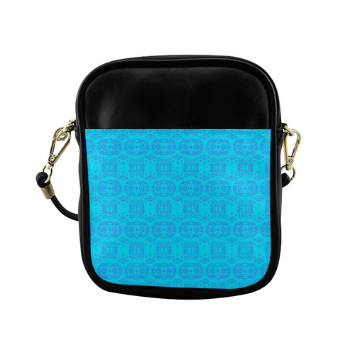 Blue and Turquoise Abstract Damask Sling Bag (Model 1627)