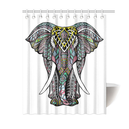 Indian Elephant Colorful Abstract Pattern Shower Curtain 60"x72"