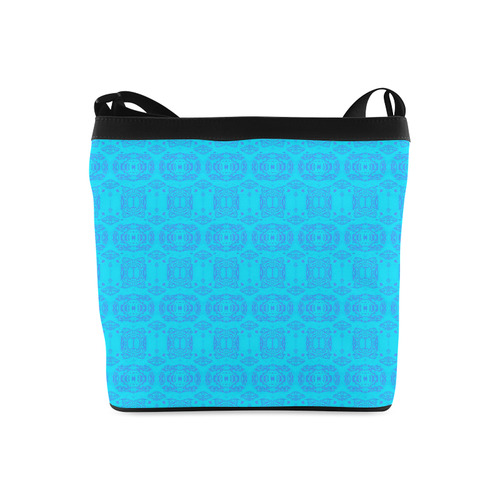 Abstract Blue and Turquoise Damask Pattern Crossbody Bags (Model 1613)