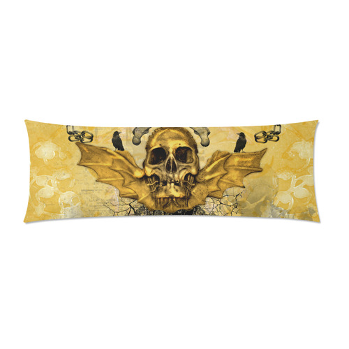 Awesome skull in golden colors Custom Zippered Pillow Case 21"x60"(Two Sides)