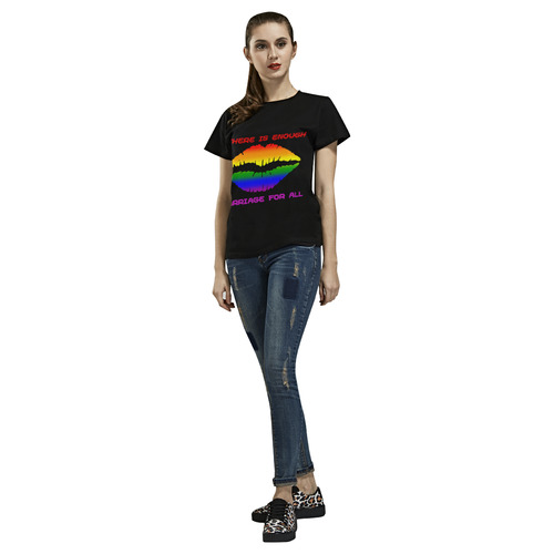 Gay Pride Rainbow Kiss All Over Print T-Shirt for Women (USA Size) (Model T40)