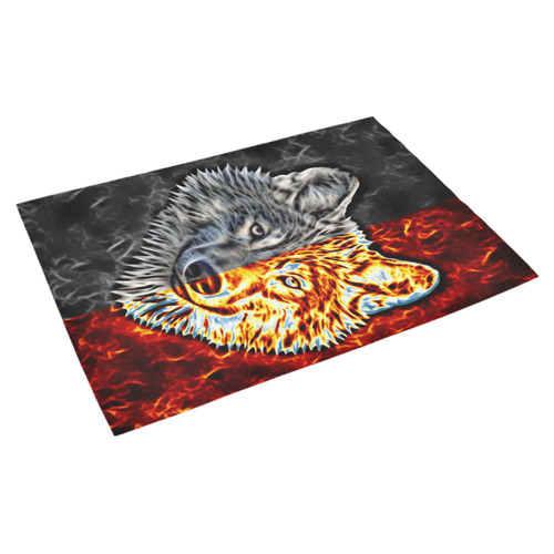 A Graceful WOLF Looks Into Your Eyes Two-colored Azalea Doormat 30" x 18" (Sponge Material)
