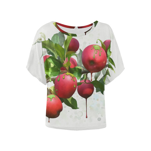 Melting Apples, fruit watercolors Women's Batwing-Sleeved Blouse T shirt (Model T44)