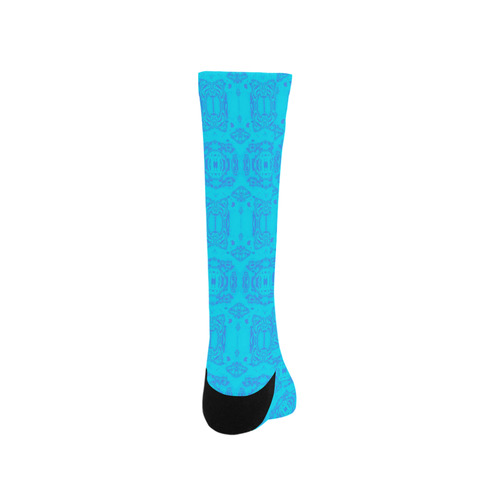 Abstract Blue and Turquoise Damask Trouser Socks