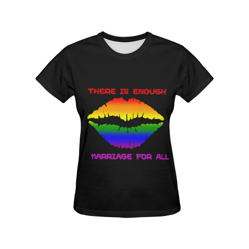 Gay Pride Rainbow Kiss All Over Print T-Shirt for Women (USA Size) (Model T40)