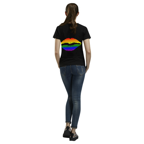 Gay Pride Rainbow Kiss All Over Print T-Shirt for Women (USA Size) (Model T40)