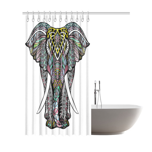 Indian Elephant Colorful Abstract Pattern Shower Curtain 72"x84"