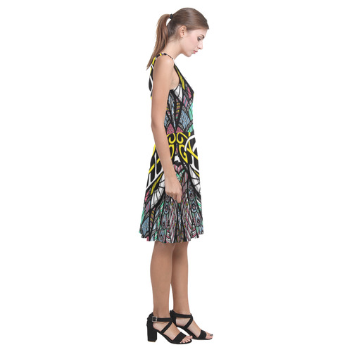 Indian Elephant Colorful Abstract Pattern Atalanta Casual Sundress(Model D04)