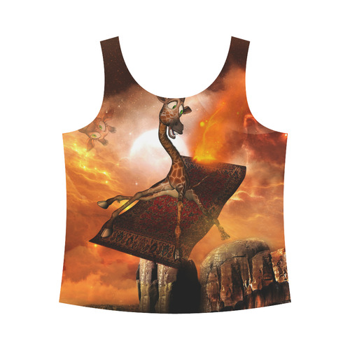 Flying giraffe on a rug All Over Print Tank Top for Women (Model T43)