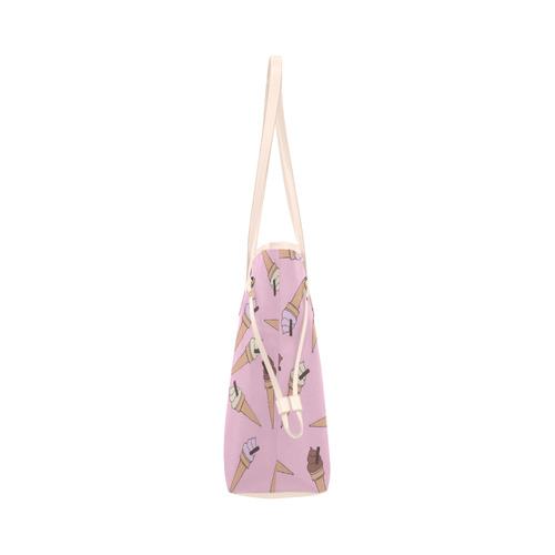 Pink Fun Ice Cream Pattern Clover Canvas Tote Bag (Model 1661)