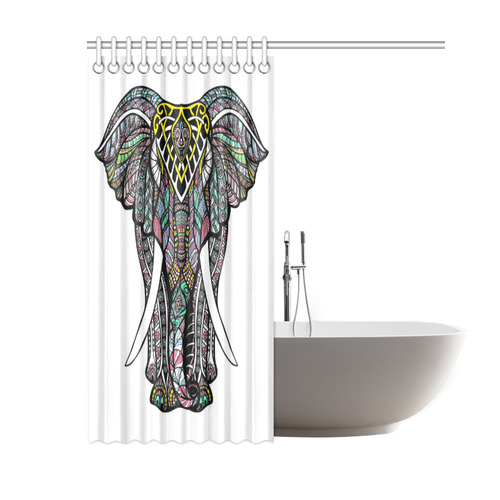 Indian Elephant Colorful Abstract Pattern Shower Curtain 60"x72"