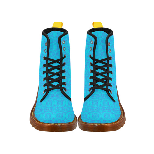 Blue and Turquoise Abstract Damask Martin Boots For Men Model 1203H