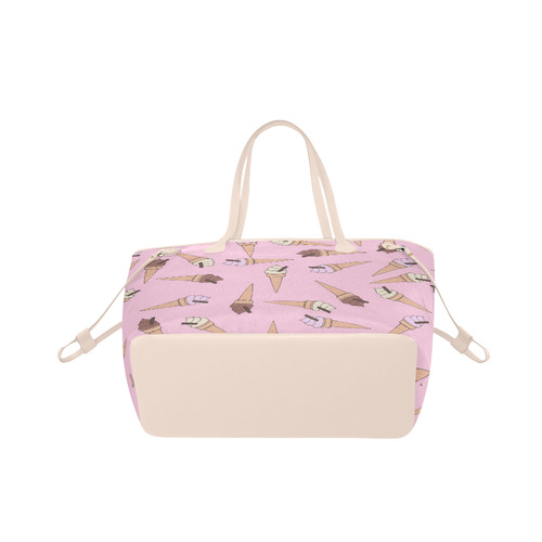 Pink Fun Ice Cream Pattern Clover Canvas Tote Bag (Model 1661)