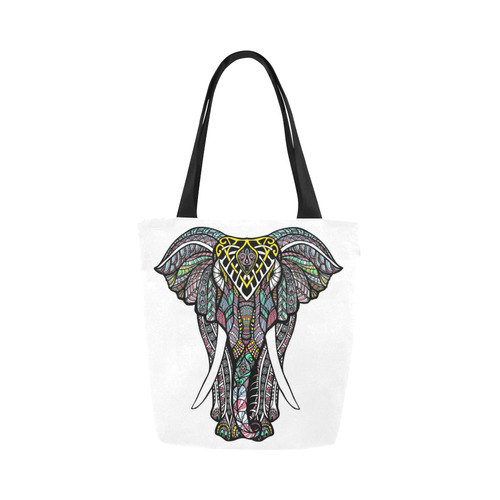 Indian Elephant Colorful Abstract Pattern Canvas Tote Bag (Model 1657)