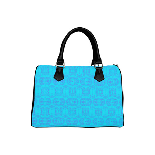 Abstract Blue and Turquoise Damask Pattern Boston Handbag (Model 1621)
