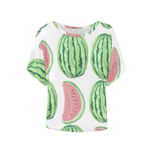 rockabilly watermelons Women's Batwing-Sleeved Blouse T shirt (Model T44)