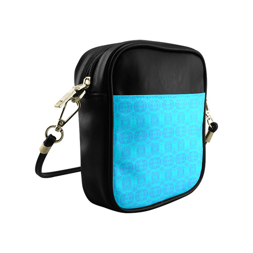 Blue and Turquoise Abstract Damask Sling Bag (Model 1627)