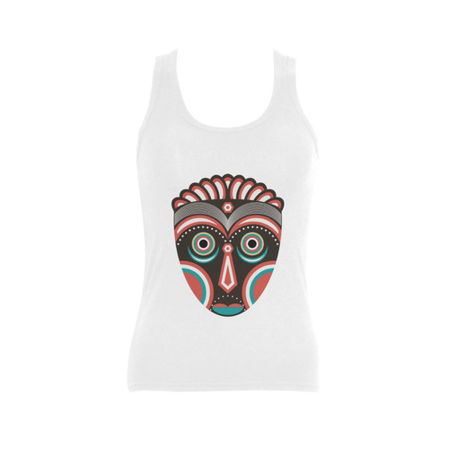 Lulua Ethnic Tribal Mask Women's Shoulder-Free Tank Top (Model T35)