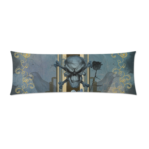 The blue skull with crow Custom Zippered Pillow Case 21"x60"(Two Sides)