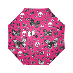 Skulls & Butterflies on pink Auto-Foldable Umbrella (Model U04)
