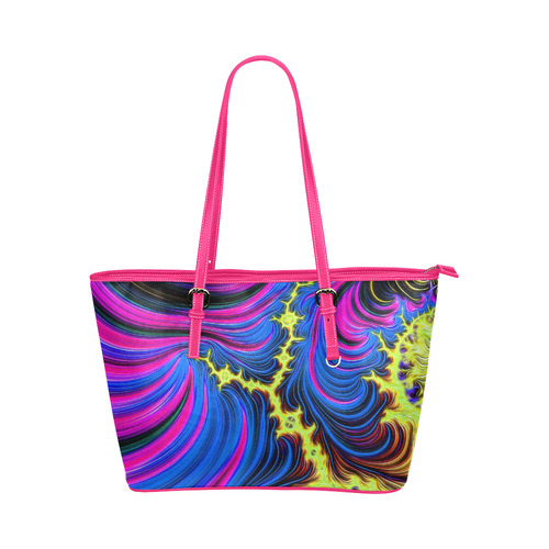 gorgeous Fractal 176 B by JamColors Leather Tote Bag/Small (Model 1651)