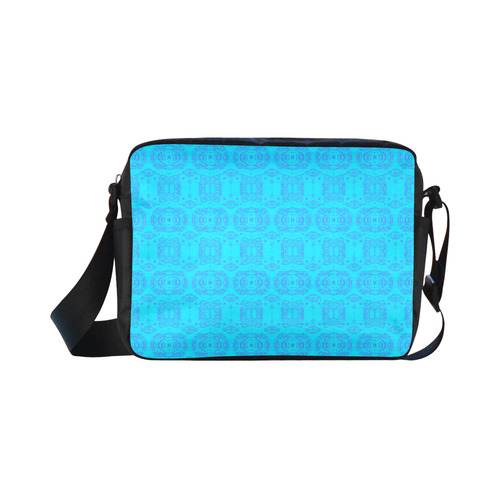 Blue and Turquoise Abstract Damask Classic Cross-body Nylon Bags (Model 1632)