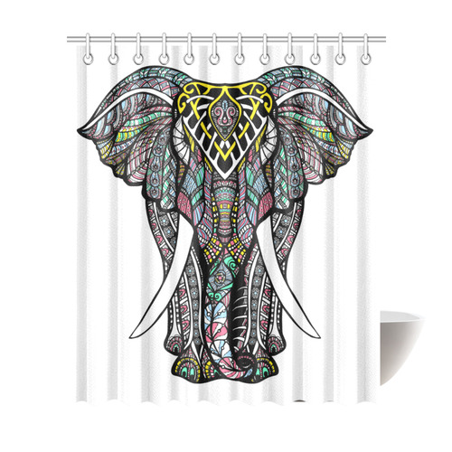 Indian Elephant Colorful Abstract Pattern Shower Curtain 72"x84"