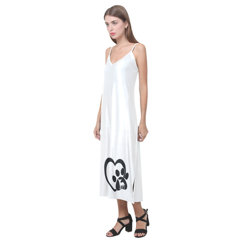 Chihuahua Love V-Neck Open Fork Long Dress(Model D18)