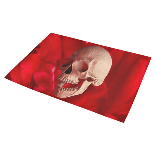 Funny Skull and Red Rose Azalea Doormat 30" x 18" (Sponge Material)