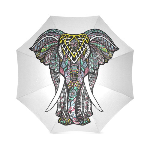 Indian Elephant Colorful Abstract Pattern Foldable Umbrella (Model U01)