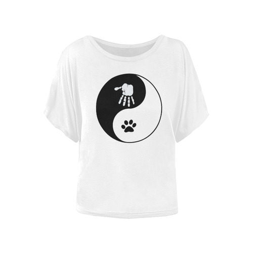 Cats and Humans Women's Batwing-Sleeved Blouse T shirt (Model T44)