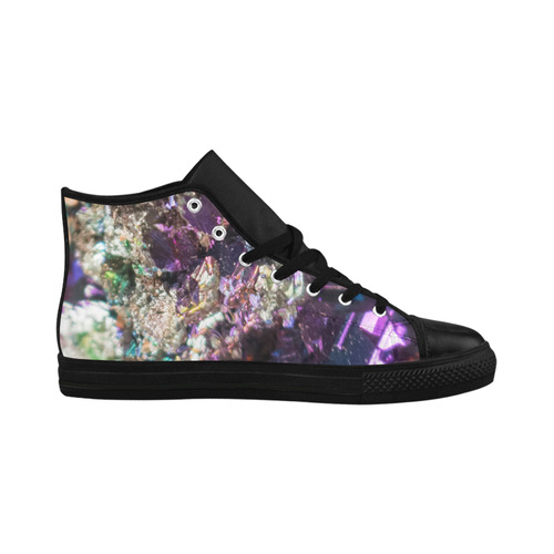 Purple green and blue crystal stone texture Aquila High Top Microfiber Leather Men's Shoes (Model 032)