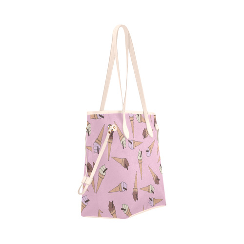 Pink Fun Ice Cream Pattern Clover Canvas Tote Bag (Model 1661)