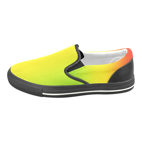 Rastafari Gradient Green Yellow Red Women's Slip-on Canvas Shoes/Large Size (Model 019)