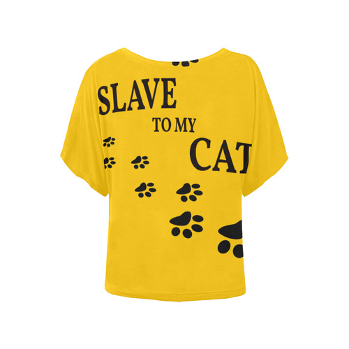 Slave To My Cat Women's Batwing-Sleeved Blouse T shirt (Model T44)