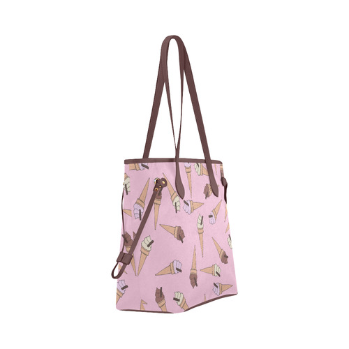 Pink Fun Ice Cream Pattern Clover Canvas Tote Bag (Model 1661)