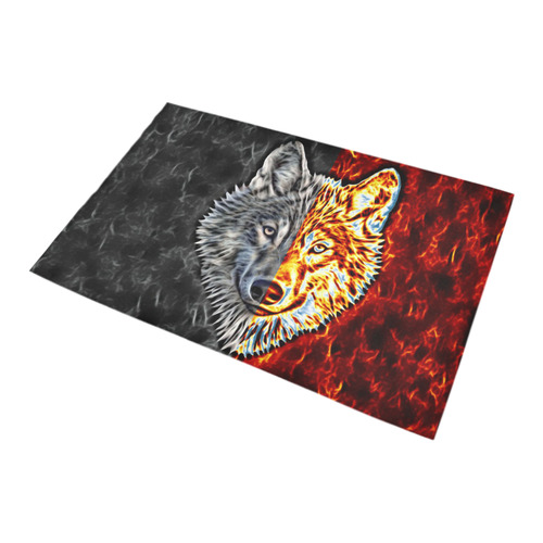 A Graceful WOLF Looks Into Your Eyes Two-colored Bath Rug 20''x 32''