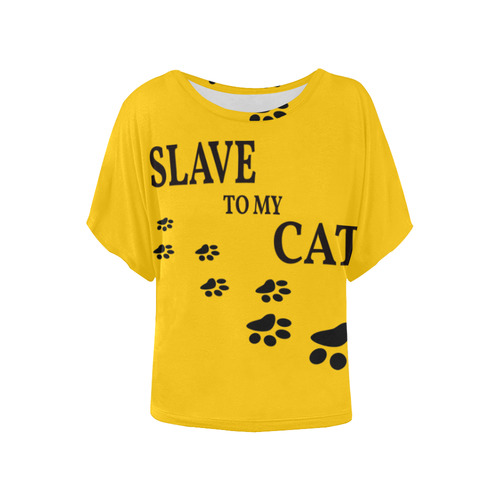 Slave To My Cat Women's Batwing-Sleeved Blouse T shirt (Model T44)