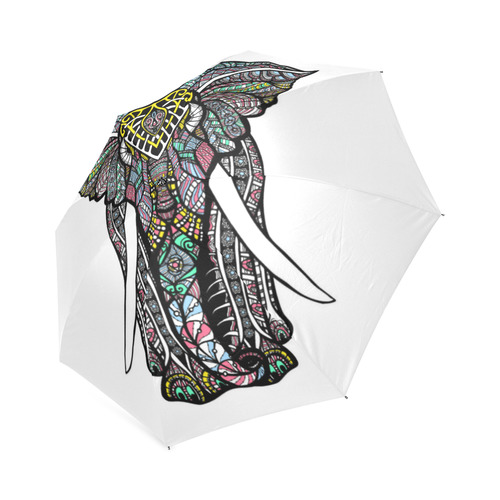Indian Elephant Colorful Abstract Pattern Foldable Umbrella (Model U01)