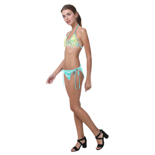 Summer Beach Days Abstract - Yellow, Blue, Teal Custom Bikini Swimsuit (Model S01)