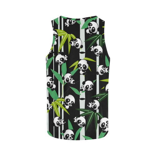 Satisfied and Happy Panda Babies on Bamboo All Over Print Tank Top for Women (Model T43)