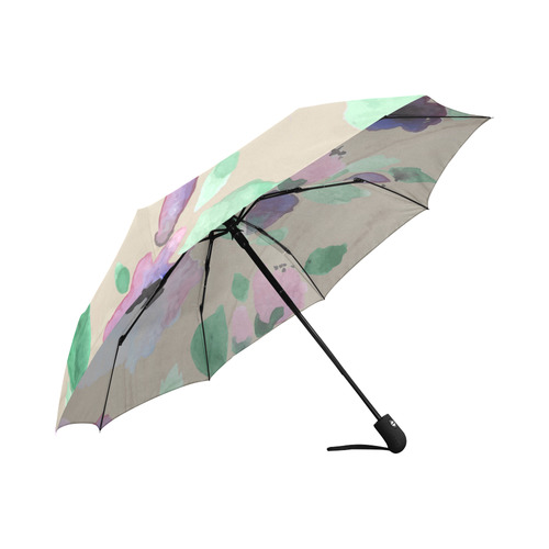 Green Pink Purple Watercolor Floral Rustic Auto-Foldable Umbrella (Model U04)