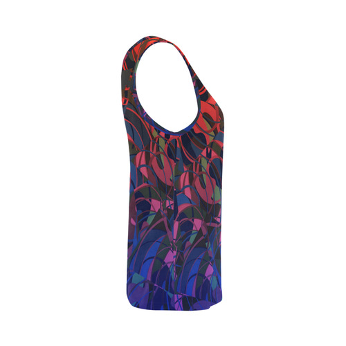 Hot Summer Nights Abstract - Blue and Deep Red All Over Print Tank Top for Women (Model T43)