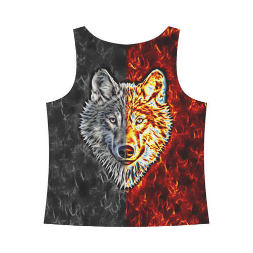 A Graceful WOLF Looks Into Your Eyes Two-colored All Over Print Tank Top for Women (Model T43)