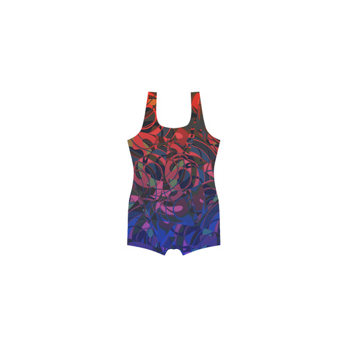 Hot Summer Nights Abstract - Blue and Deep Red Classic One Piece Swimwear (Model S03)