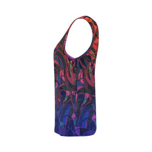Hot Summer Nights Abstract - Blue and Deep Red All Over Print Tank Top for Women (Model T43)