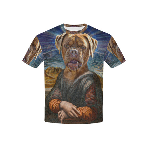 Funny Art BULLDOG MONA LISA Kids' All Over Print T-shirt (USA Size) (Model T40)