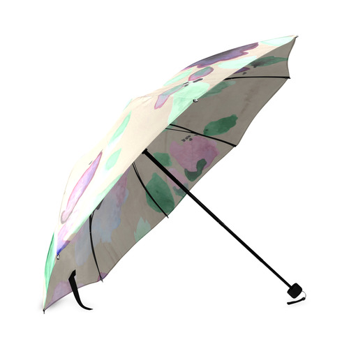 Green Pink Purple Watercolor Floral Rustic Foldable Umbrella (Model U01)