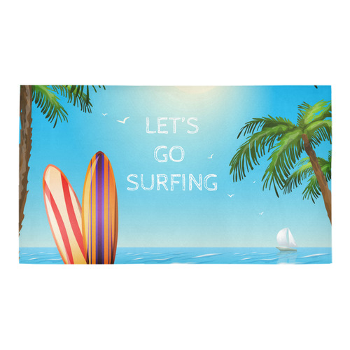 Surfboards  on the beach Bath Rug 16''x 28''