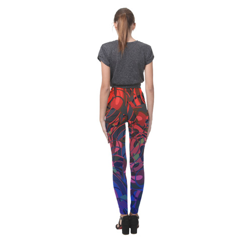 Hot Summer Nights Abstract - Blue and Deep Red Cassandra Women's Leggings (Model L01)